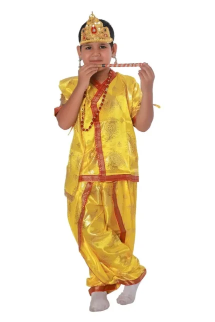 Krishna Fancy Dress Costume Yellow Japanese Satin