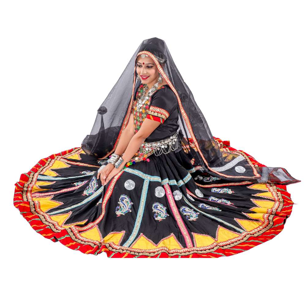 Kalbelia Dance Dress Costume For Girls Black