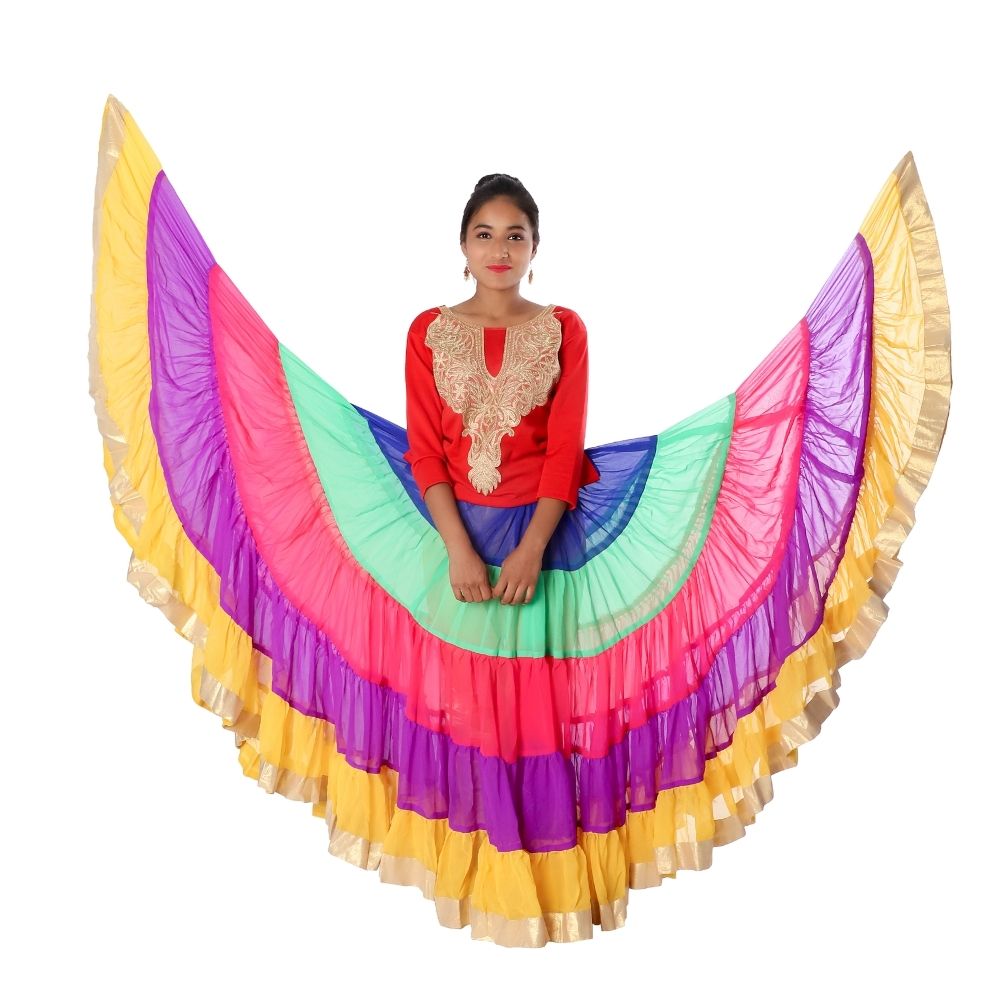 Multicolor Indo Western Fancy Dress Costume For Girls