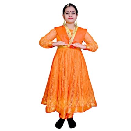 Kathak Dance Dress Orange - Anarkali Style