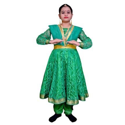 Kathak Dance Dress - Green Anarkali Style